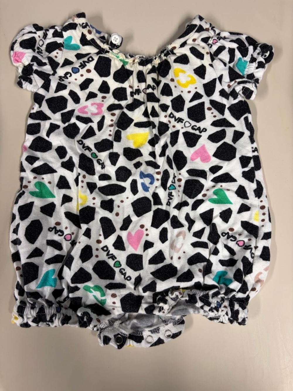 DVF Gap Baby Girls Black & White Heart Print One-Piece